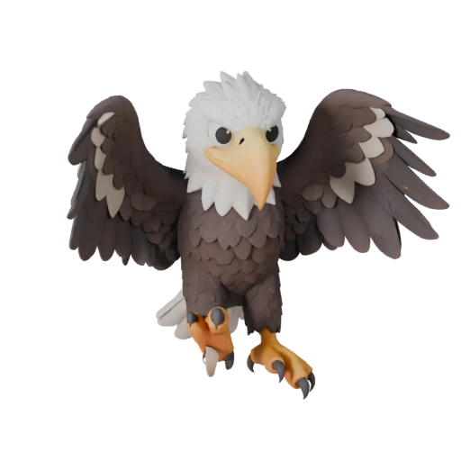 Мультяшный белоголовый орлан 3D модель - Стилизованный ассет для анимации