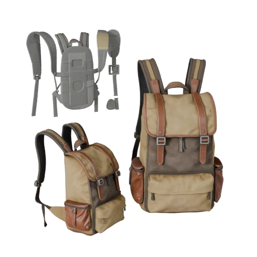 Travel Backpack 3D Realtime Asset for Game Engines