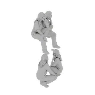 Три друга сидят вместе 3D модель