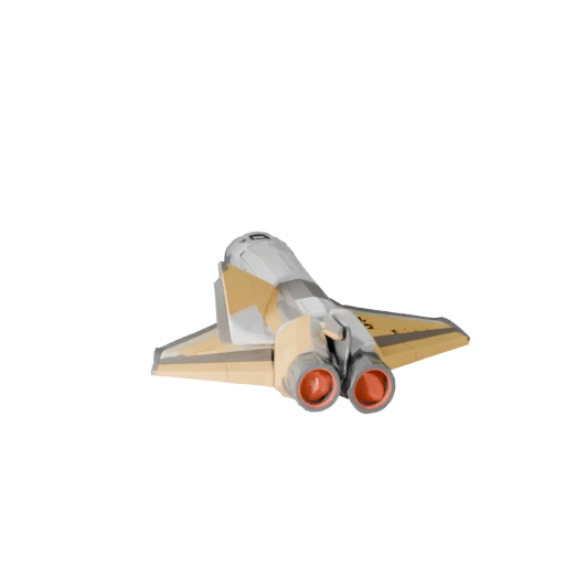 Мультяшный космический шаттл, 3D-модель - Стилизованный игровой ресурс