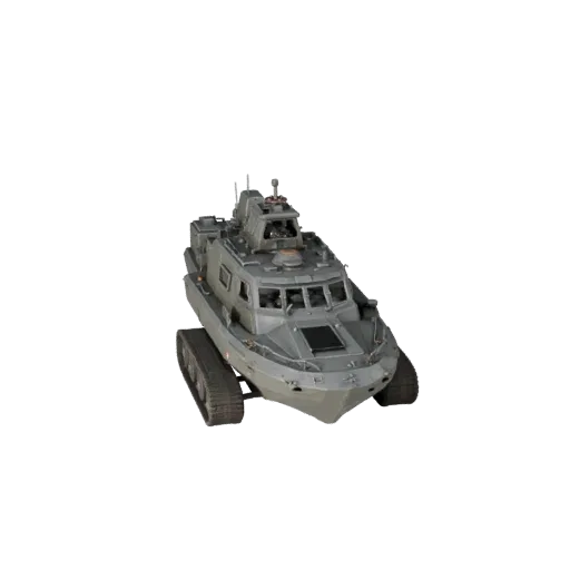 Высокополигональная 3D-модель патрульного катера, студийный вид крупным планом, высокополигональный актив транспорта с бронев
