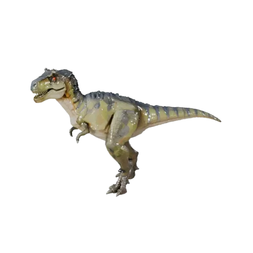 Низкополигональная 3D-модель велоцираптора, вид сбоку в игровой камере, низкополигональный ассет животного с профилем челюсти