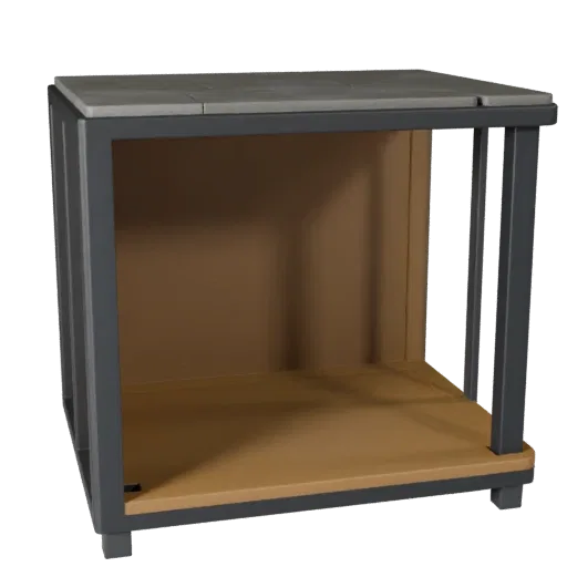 Низкополигональная 3D модель минималистичного приставного столика, гостиная, вид в игровом окне с трех четвертей, детализация