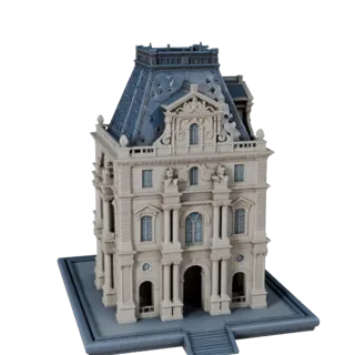 Высокополигональная 3D модель пирамиды Лувра для архитектурной визуализации