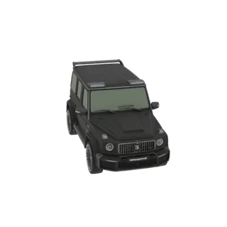 3D рендер черного внедорожника Brabus G-Wagon, вид с немного приподнятого передне-правого угла.