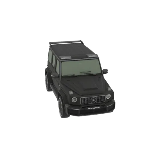 3D рендер черного внедорожника Brabus G-Wagon, вид с немного приподнятого передне-правого угла.