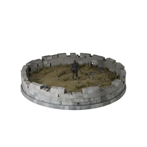 Low Poly Ruined Round Base | Game Engine PBR Asset Pack