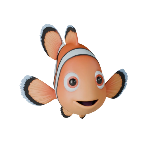 Мультяшная рыба-клоун 3D модель - Стилизованный ассет для анимации | PBR