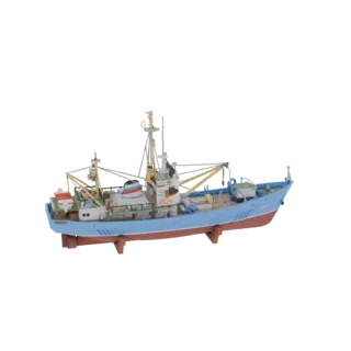 Голубой рыболовный траулер 3D модель