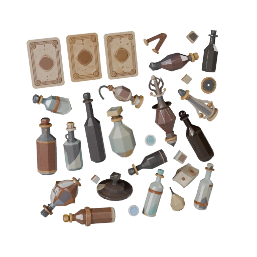 Fantasy Bottle Group 3D Realtime Asset for Engines