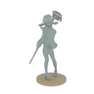 Аниме девушка с катаной 3D модель