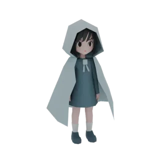 Аниме девушка в плаще с капюшоном 3D модель