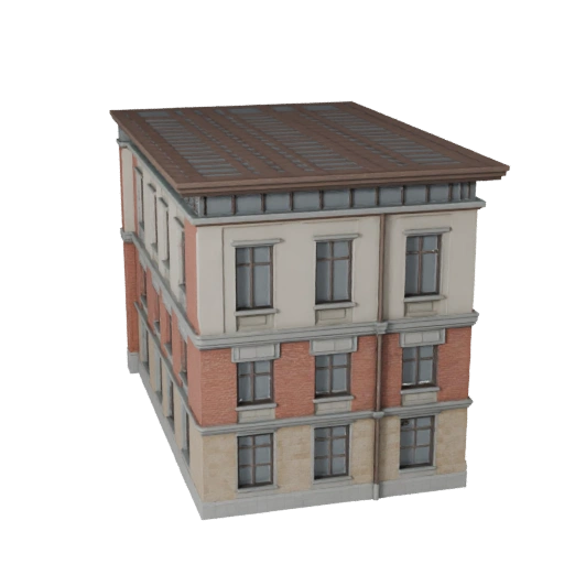 Low Poly Industrielle Fassade 3D-Modell für Spiele & VR