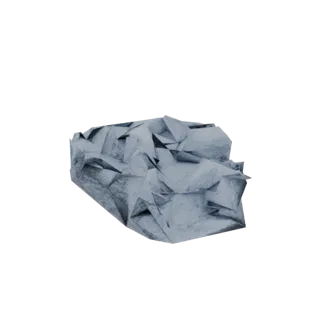 3D рендер колотого куска льда с острыми гранями и текстурированной поверхностью на черном фоне.