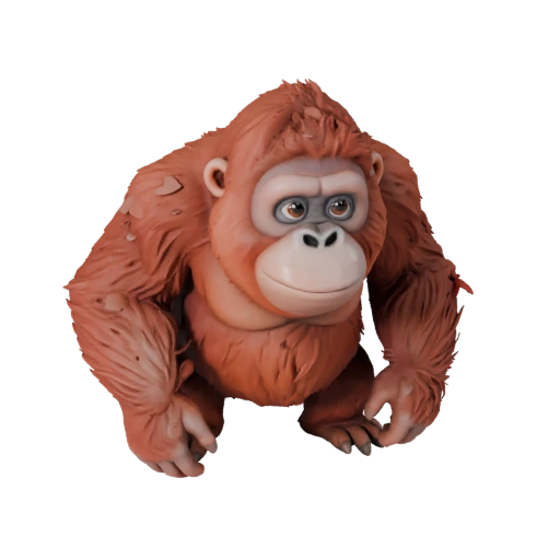 Мультяшный орангутан 3D модель - стилизованный ассет для анимации | PBR