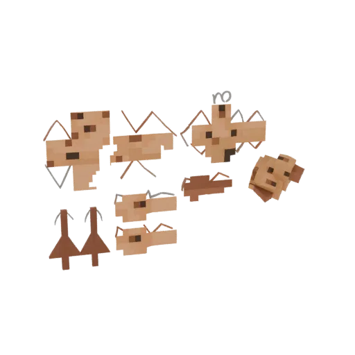 Набор 3D моделей верблюда в стиле Minecraft, показывающий голову, тело и другие части.