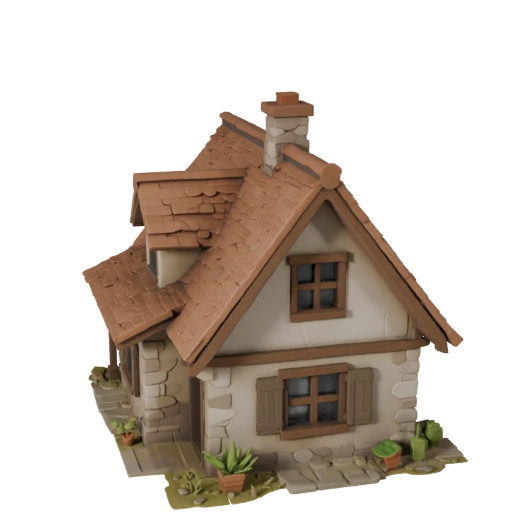 Низкополигональный 3D-модель коттеджа для игр в реальном времени и VR