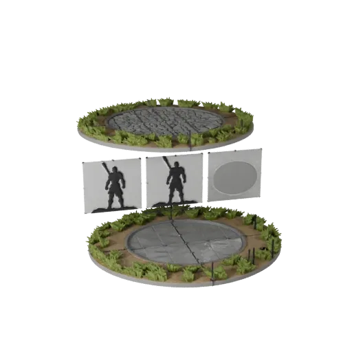 Предварительный просмотр модульного набора 3D-модели «Лесная овальная подставка», показывающий форму ободка, вид сверху для к