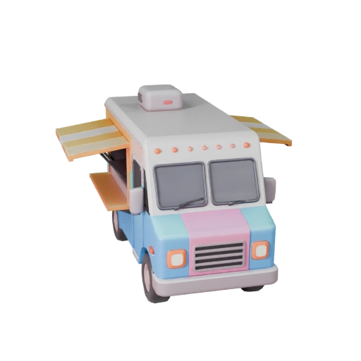 Мультяшный фудтрак 3D модель для стилизованных игр, PBR-ресурс