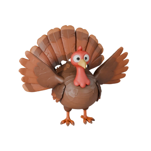 Мультяшная индейка 3D модель - Стилизованный ассет для анимации | PBR