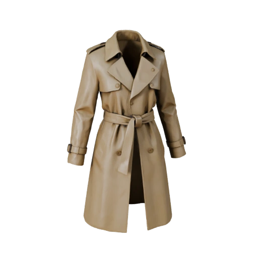 Low Poly Trench Coat 3D Realtime Asset for Engines