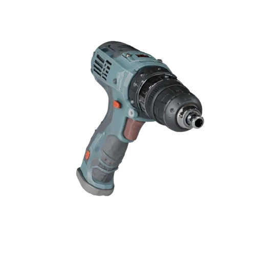 Высокополигональная 3D модель дрели Contractor, крупный студийный рендер, показывающий формованный пластик, эргономичные ручк