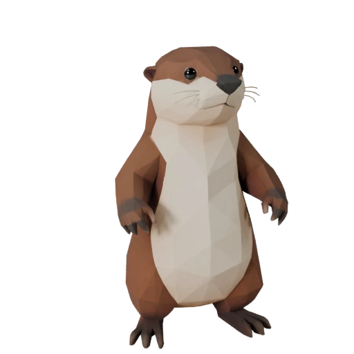 Низкополигональная 3D модель выдры - Игровой ассет Unity с FBX | Бесплатно