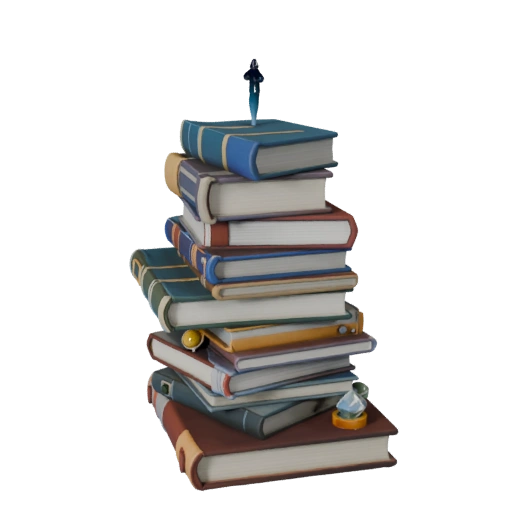 Cluttered Book Stack 3D Model for Realtime Engines