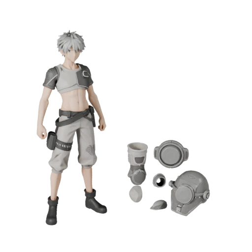 Модель персонажа в стиле аниме - Воин - с ригом