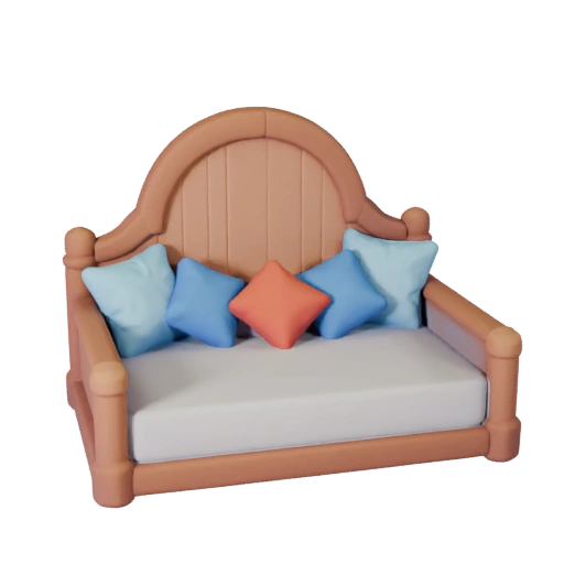 Stylized Canopy Daybed 3D Asset for Casual Engines