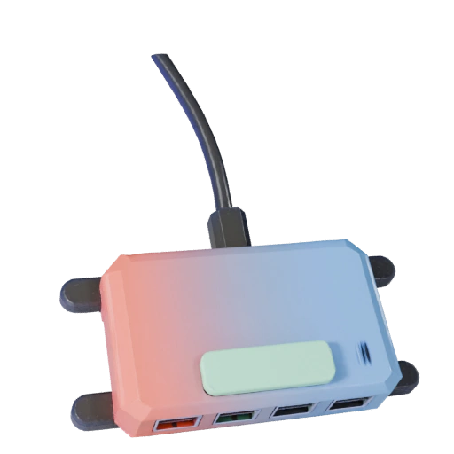 Low Poly Rgb USB Hub 3D Realtime Asset for Engines