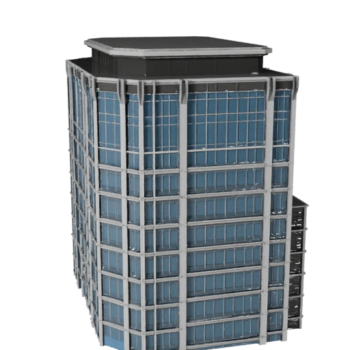 Low Poly Moderne Glasfassade 3D-Modell für Spiele & VR