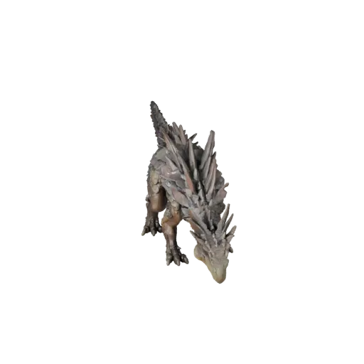 Низкополигональная 3D-модель птеродактиля, вид сбоку в игровом ракурсе, низкополигональный ассет животного с костными пластин