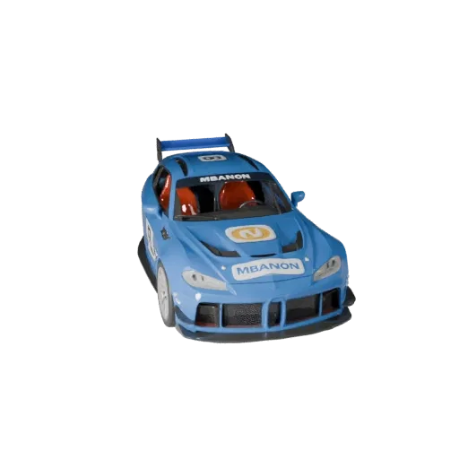 3D-модель гоночного автомобиля, вид в студии с трех четвертей, готовый к использованию в Blender транспортный актив с линиями