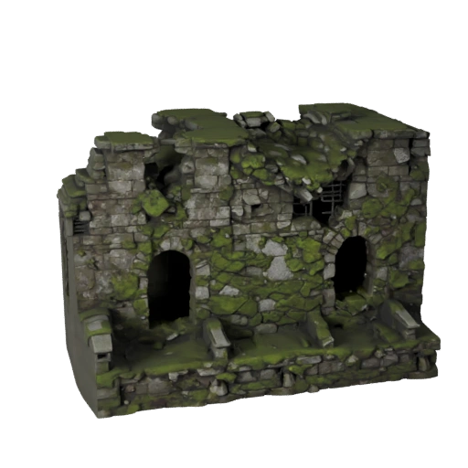 Moss Covered Ruin Wall Unreal 3D Asset for Game Levels