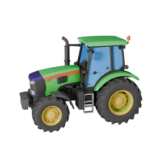 Мультяшный сельскохозяйственный трактор 3D модель - Стилизованный игровой ресурс