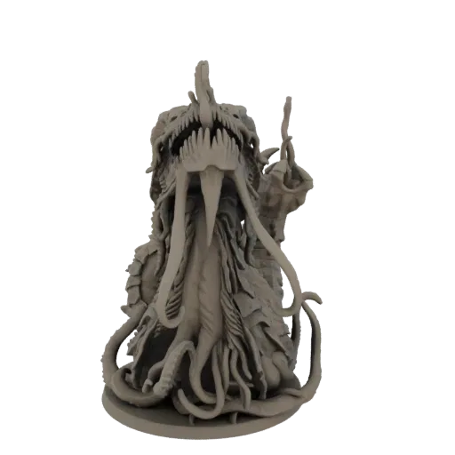 Детализированная 3D модель гротескного существа Бездны Ужаса с острыми зубами и щупальцами, представленная на нейтральной под