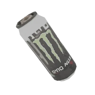 3D модель банки энергетика Monster Energy в минималистичном стиле, с зеленым логотипом на черном фоне