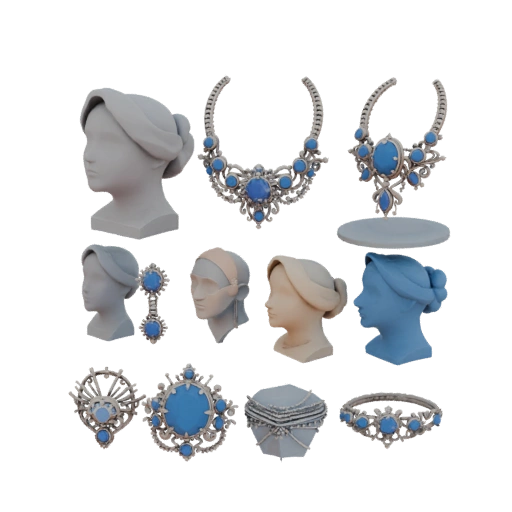 Detailed Bridal Jewelry Set 3D Studio Render Asset