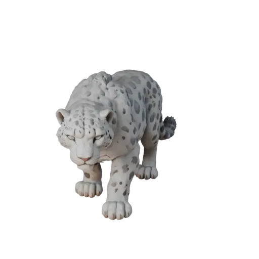 Высокополигональная 3D-модель снежного барса STL, изометрический вид, готовая к печати фигурка животного с сужением челюсти,