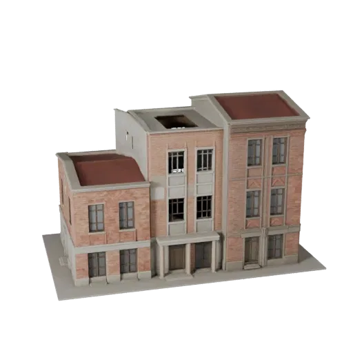 Средиземноморский дом реалистичная 3D модель, вид с трех четвертей снаружи, показывающий материалы жилого здания и архитектур