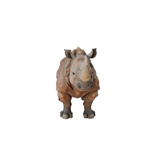 Низкополигональная 3D модель носорога, вид сбоку в игровой камере, низкополигональная модель животного с четкой анатомией, ес