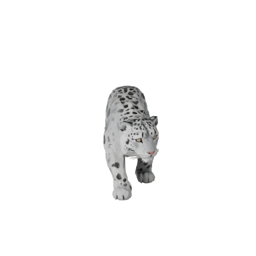 Низкополигональный снежный барс 3D модель - игровой ресурс Unity с FBX