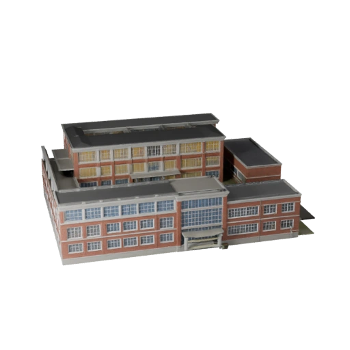 Школьное здание 3D модель для Unity - Игровой ресурс для архитектуры