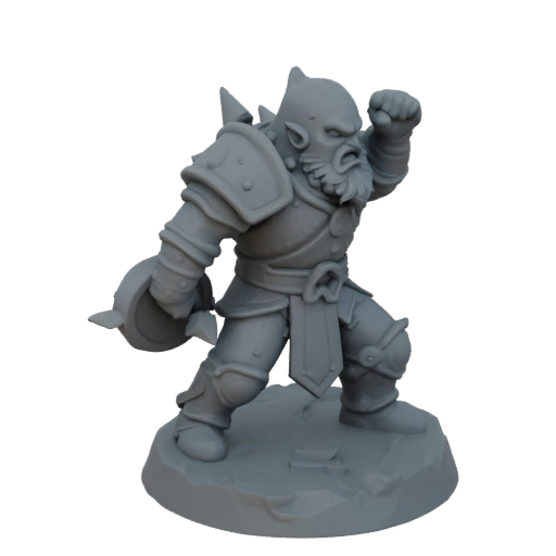 Фэнтези гном воин миниатюра STL - Заряд