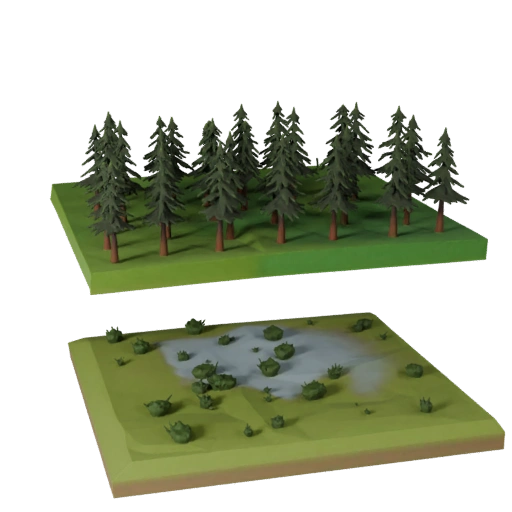 Low Poly Taiga River Biome 3D Biomes for Game Levels