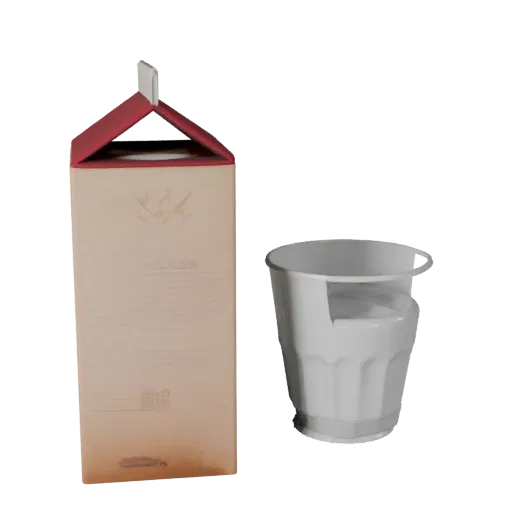 3D-модель герметичной картонной упаковки молока для визуализации продукта, трехчетвертной студийный рендер продукта, показыва