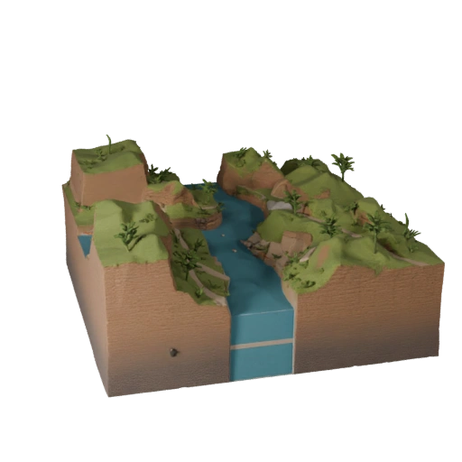 Modular Riverbank Terrain Unity 3D Asset for Game Levels