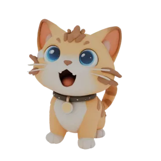 Милый рыжий котенок табби 3D модель