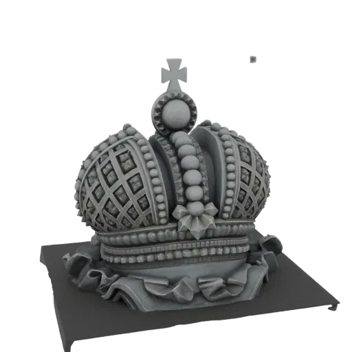Детализированная 3D модель величественной Императорской короны с текстурой, имитирующей камень, с замысловатой вышивкой и кре